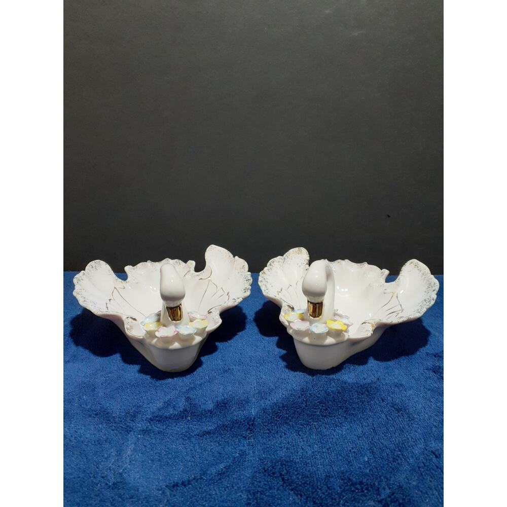 Vintage Lefton Swan Trinket Dishes Hand Painted Japan